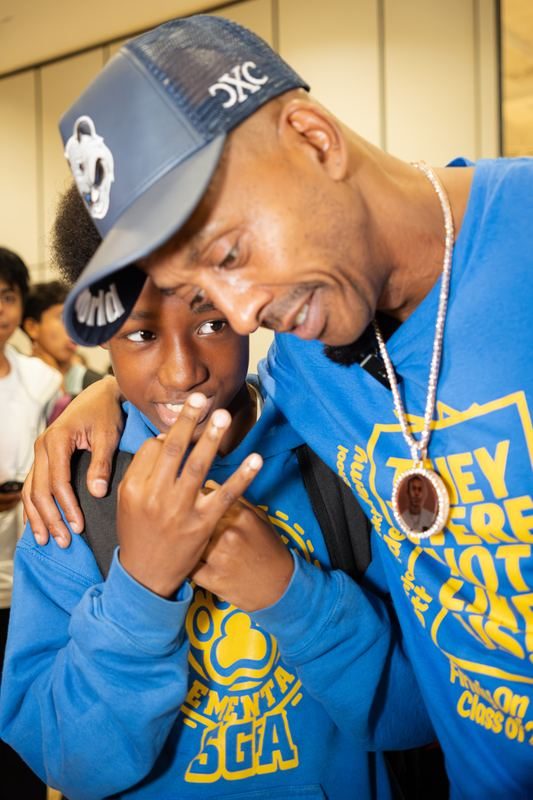Gillie Da Kid during a Meet Your New Principal school visit